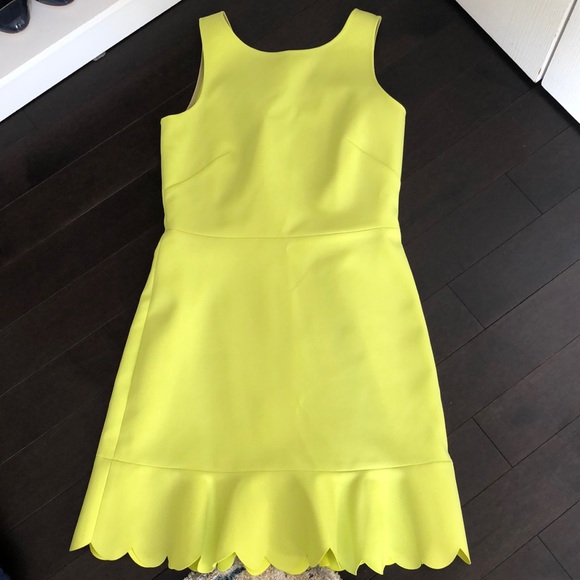 J. Crew Scalloped Drop-hem Dress Bright Kiwi - Picture 3 of 8